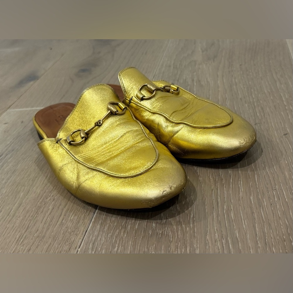 Gucci Women's Gold Mules - Picture 7 of 13